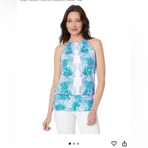 Lilly Pulitzer Women’s Floral Ocean Gold Chain Bowen Halter Top XS NWT Vacation